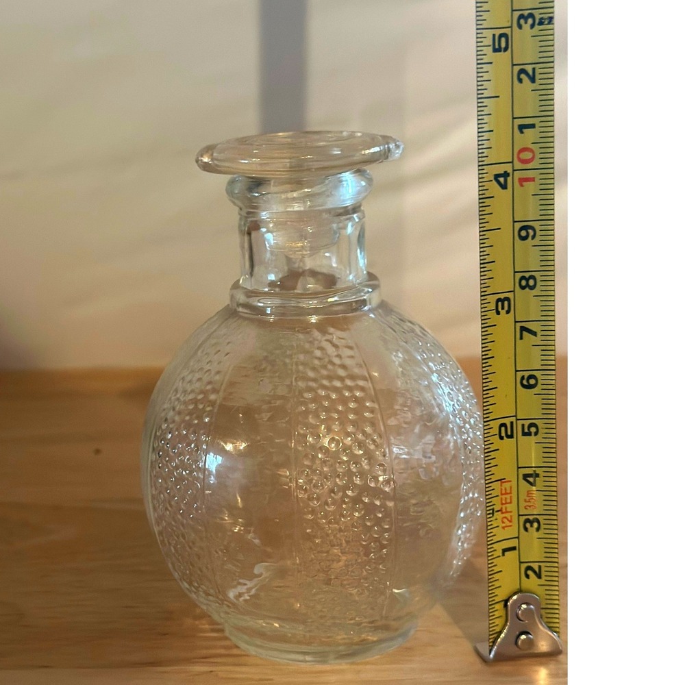 Antique Hand Blown Glass Decanter Applied Ring Neck Stopper Pontil Bottle Clear